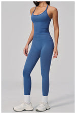 Summer Seamless Yoga Sets Women Outdoor Slimming Sports Tank Top High Waist Hip Lifting Leggings Gym Fitness Suits Tracksuit
