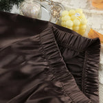 Women Silk Satin Pajama Set Deep V Neck Long Sleeve Lace Trim Tie Front Top Pants Soft Loungewear Elegant Home Sleepwear Night