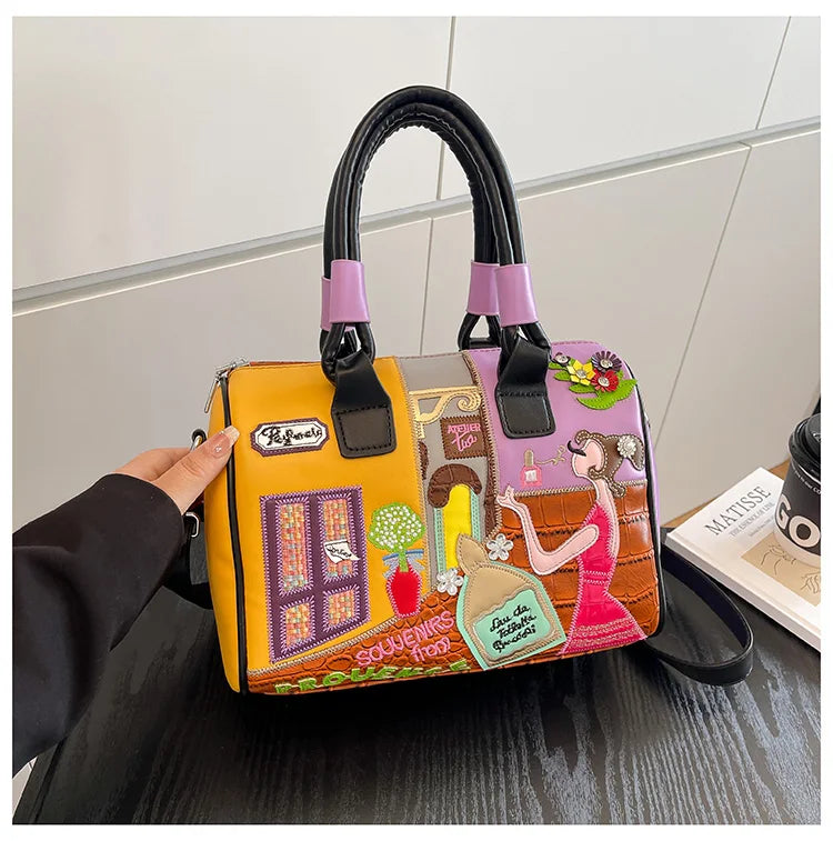 PU New Personality Stylish Shoulder Bags Design Patchwork Zipper 2025 Hot Sale Women's Bags Retro High Quality Women's Bags