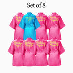 6-12Pcs Spa Girls Party Birthday Squad Robes Girl Kimono Spa Robe Pajama Party Favors Soft Satin Bathrobe for Kid Birthday Decor