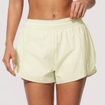 New Brushed Sports Shorts Women High Waist Fake Two Pieces of Anti Glare Shorts Leggings Casual Loose Pocket Fitness Sportwear