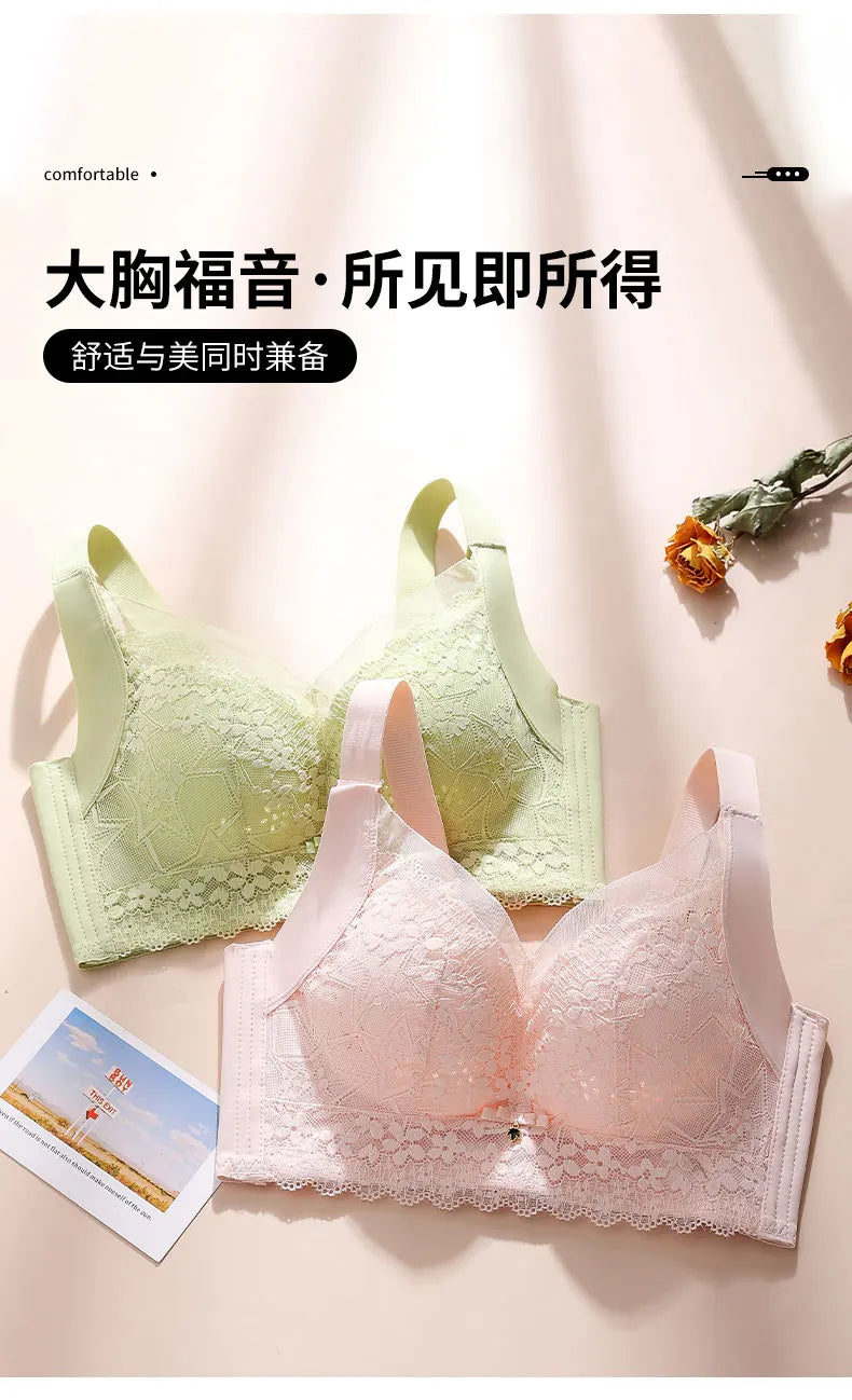 Spring And Summer New Five-breasted Thin Hole Cup Breathable Bra Without Underwire, Breast-proof Sagging Underwear Looks Thin Bh