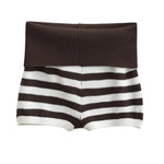 Spring Striped Knitted Shorts Fashion Striped Elastic Waist Versatile Straight Casual Knitted Shorts For Woman Fashion 4Z0M