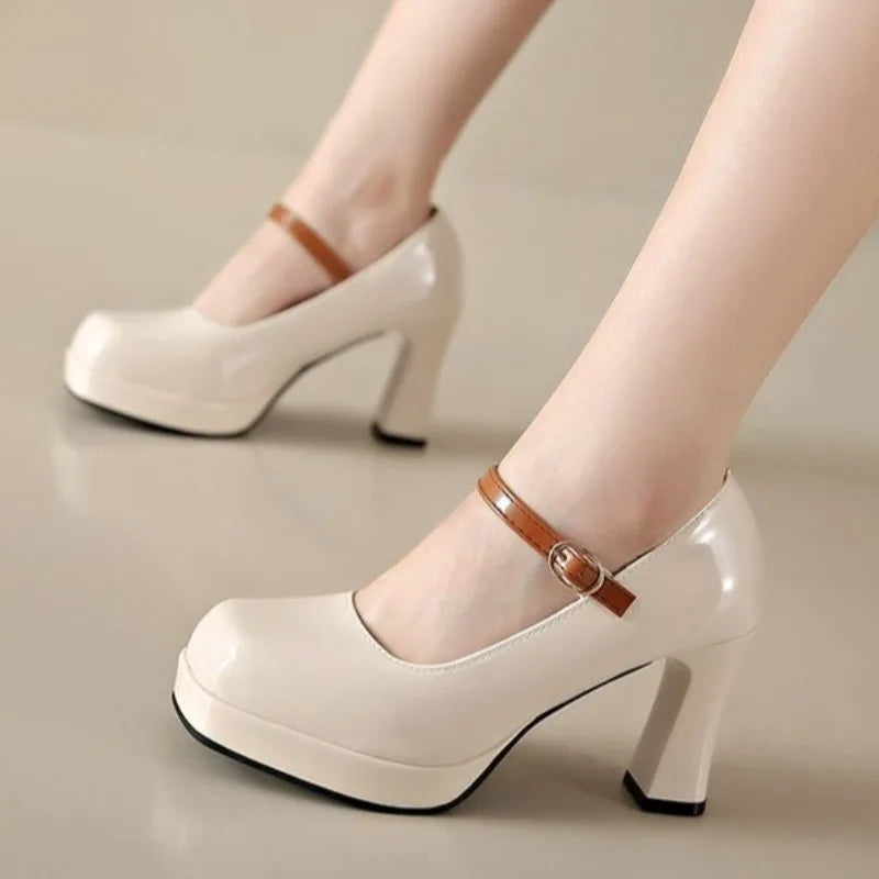 2026 leather shoe for women high heel platform point toe elegant and fashion shoe High-heeled sandals