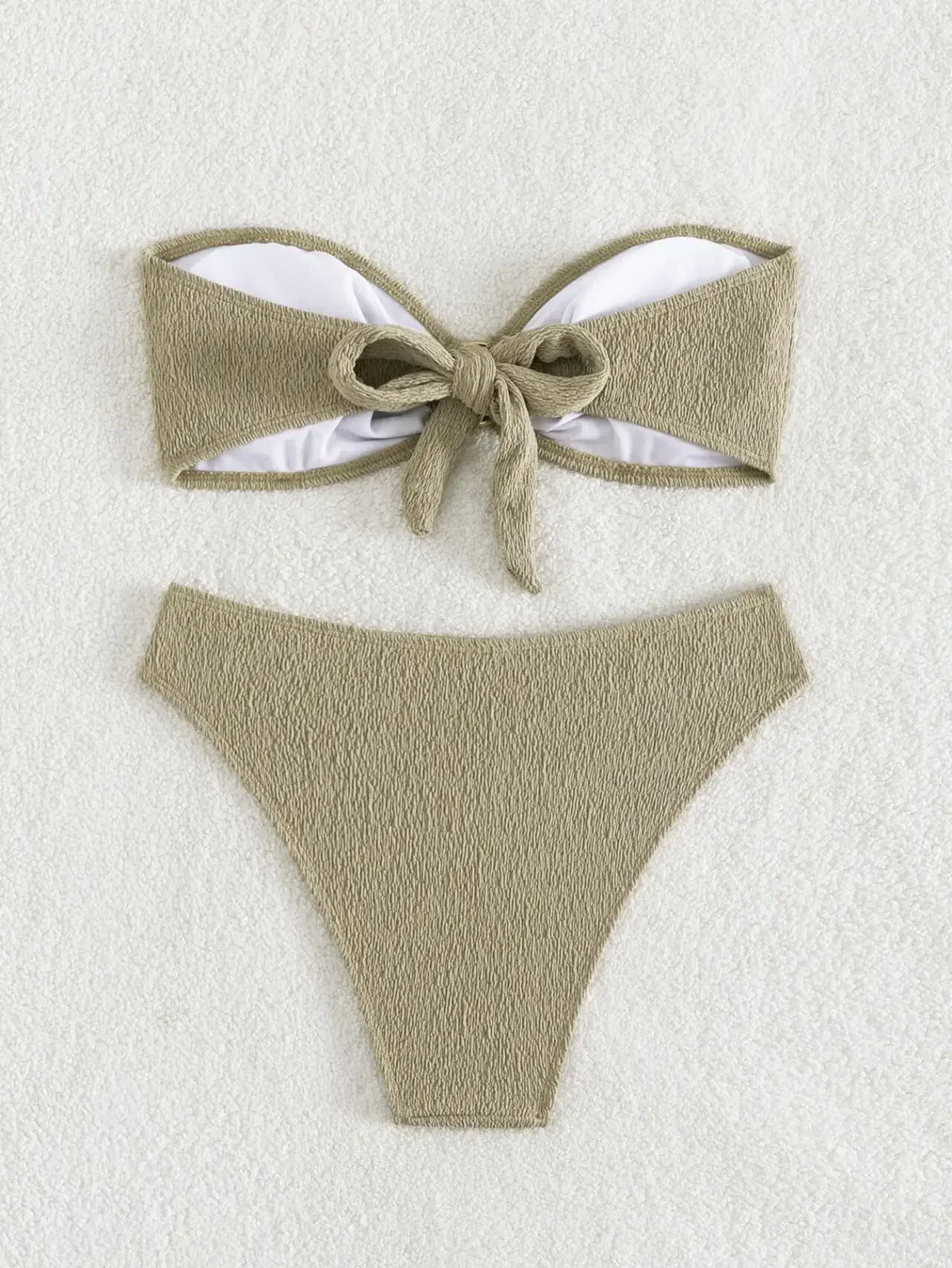 Sexy Bandeau Bikinis Sets Women Metal Ring Linked Push Up Micro Swimsuit 2025 Solid Bathing Suit Thong Swimwear Trajes De Baño