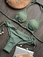 2026 Sexy Folds Bikini Set Solid Micro Bikinis Women Swimsuit Female Triangle Swimwear Beach Wear Bathing Suit