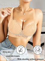 Floral Lace Women Bra Side-Breast-Enhancing Underwear with Underwire Minimizer Comfortable Wide Straps intimates Bra