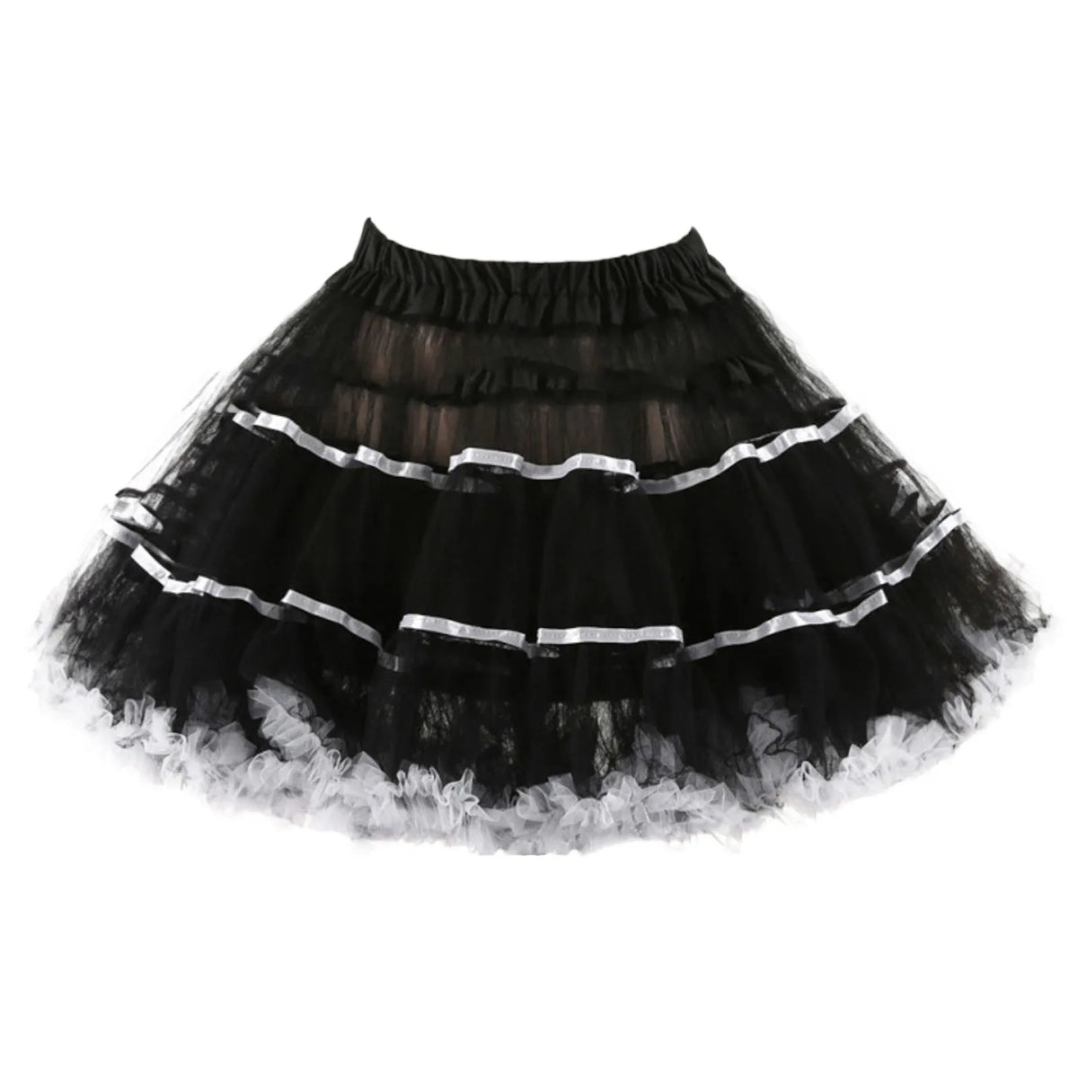 Women's Color Block Ruffled Tulle Skirts Multiple Layers Elastic High Waisted Tutu Skirt Fluffy Halloween Carnival Party Skirts