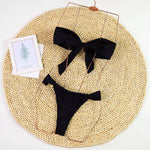 2026 New Sexy Push Up Low Waisted Bikini Set Swimsuit Female Swimwear Women Strappy Solid Black Beachwear Bathing Suits biquini
