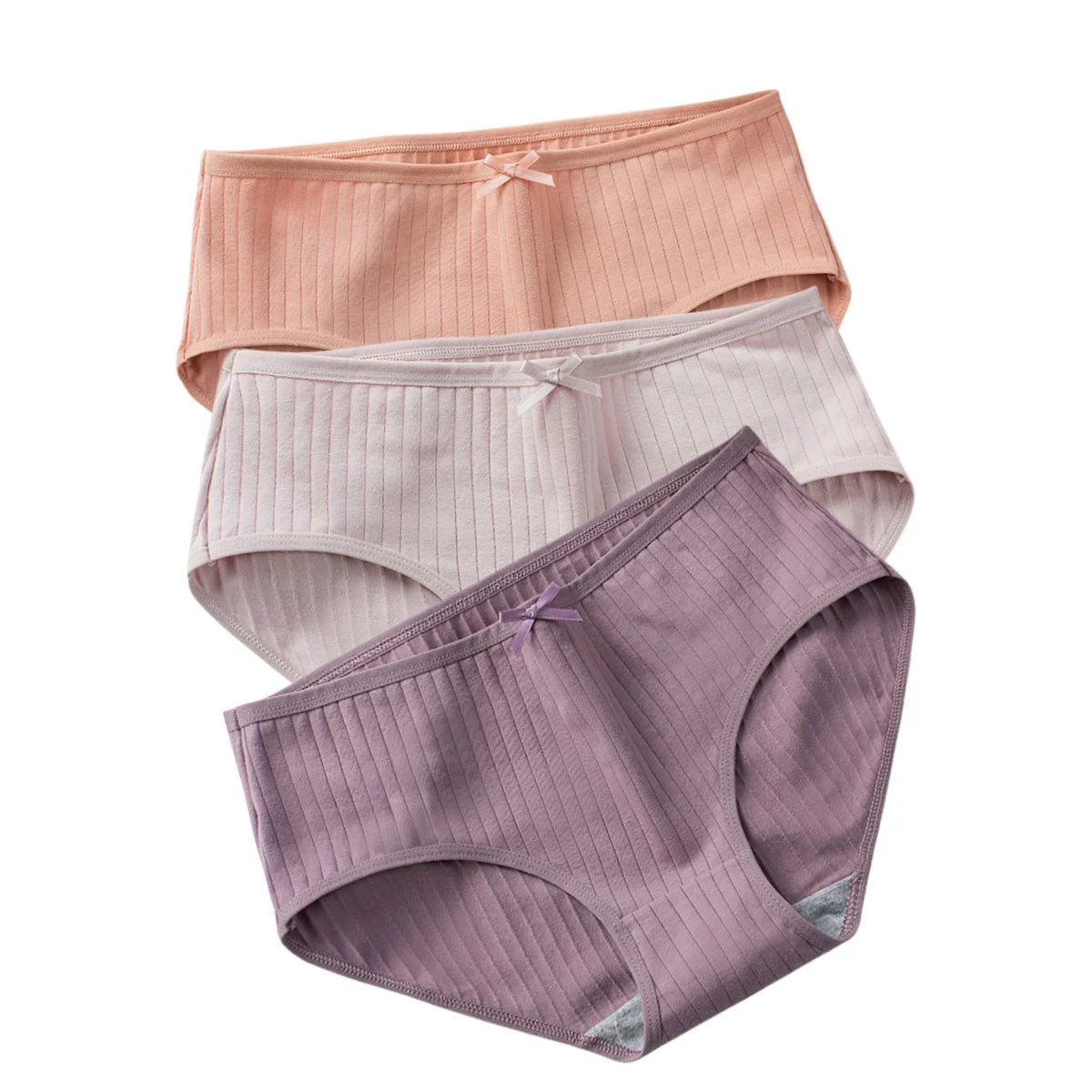 3Pcs/Set Cotton Panties Low Waist Briefs Solid Color Lingerie Women Underpants Comfy Breathable Underwear Intimates
