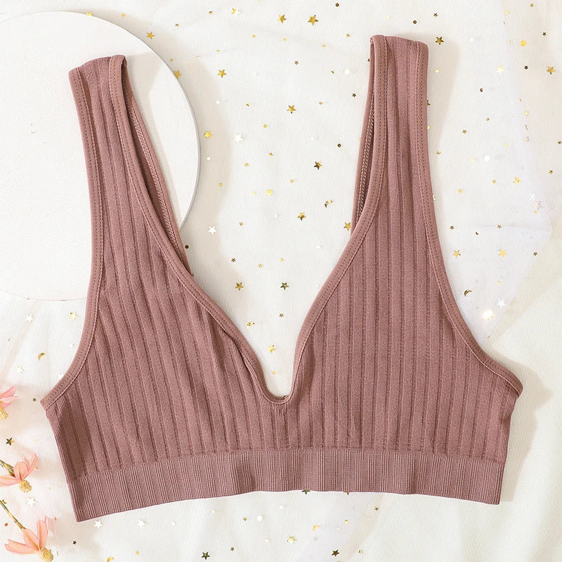 Seamless Tube Top Push-up Bras for Women Deep V Neck Underwear Low Back Brassiere Unlined Sexy Lingerie Crop Top Women Bralette