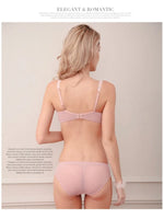 MOYISU Happy Sexy Big Breasts Show Small Underwear Women Small Breasts Summer Thin Bra French Pure Desire Lace Underwire Bra Set