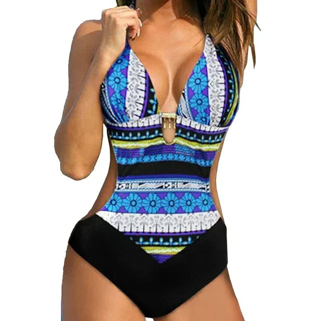 S - XXL Sexy Printed Bra Cup Female Swimwear One Piece Swimsuit Women Push Up Monokini Backless Bather Bathing Suit Swim Lady