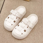 Hollow Out Thick Platform Rome Sandals Women 2025 Summer Closed Toe Eva Clogs Slippers Woman Comfort Thick Sole Beach Sandles