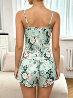 Women Pajamas Sleepwear Pajama 2pcs Set Camisole Shorts Cartoon Print Cami Top Backless Milk Silk Comfortable Pj Set Loungewear