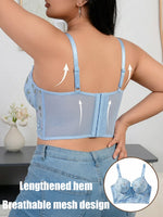 Plus Size Floral Embroidered Lace Bustier Bra – Push Up, Tummy Control & Non-Slip Corset Top