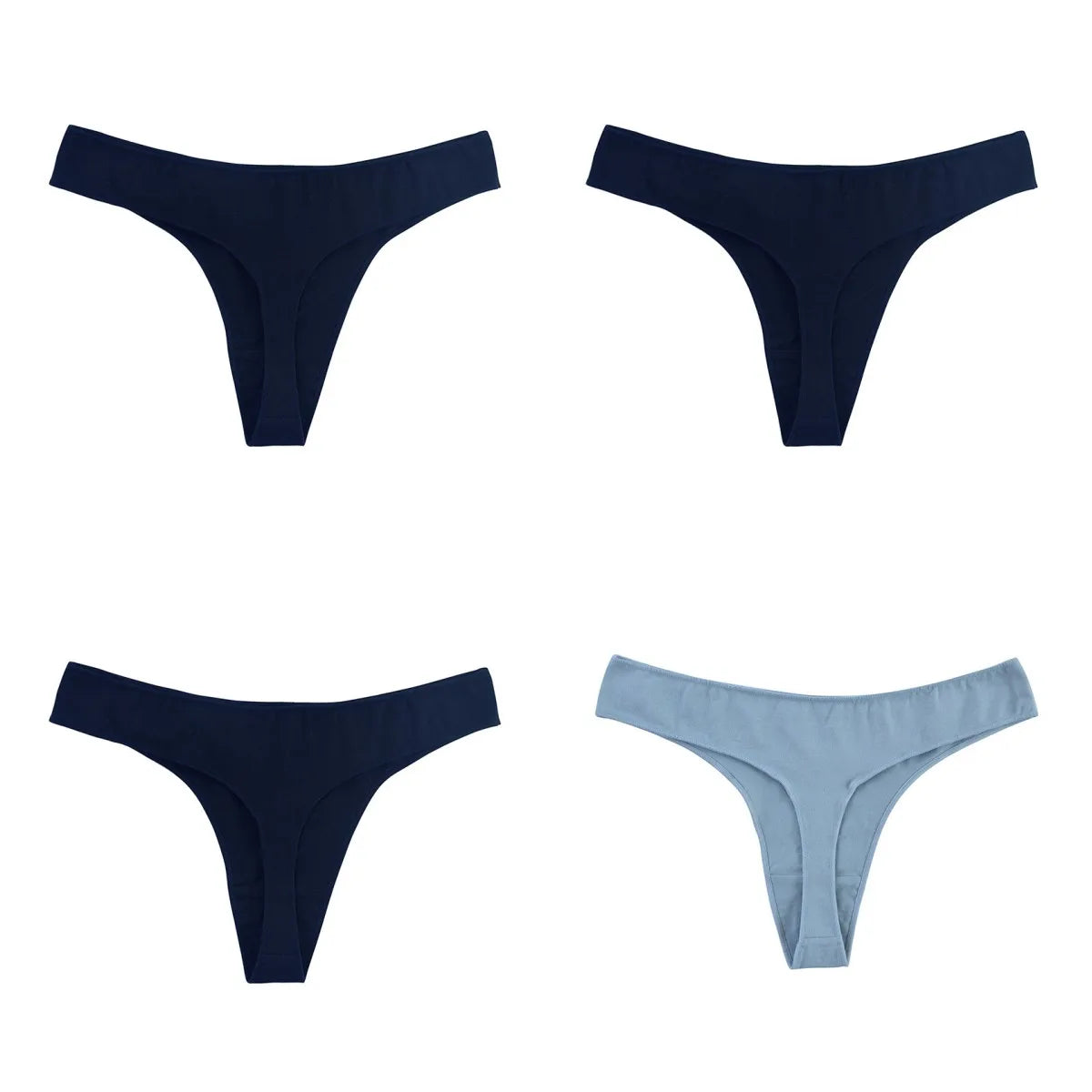 4Pcs/Set Cotton Panties Women Low-Rise Thong G-string Solid Breathable Stretchy Underwear Ladies Sexy T-back Lingerie M-XL