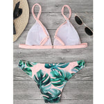 Leaves Print Bikinis Set For Women Swimwear 2024 Padded Push-Up Beachwear Bather Bathing Set Beachwear Summer Bikini Set Femme