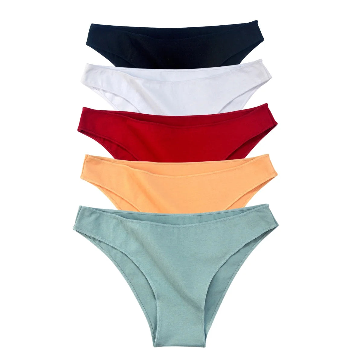5Pcs/Set Cotton Classic Panties Women Low Rise Briefs Solid Color Breathable Underwear Sexy Lingerie Intimates Underpants M-XXL