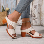Summer Womens Low Wedge Sandals Thick Heel Fish Mouth Thick Sole Women's Slippers Fashionable Casual Leather Zapatillas De Mujer