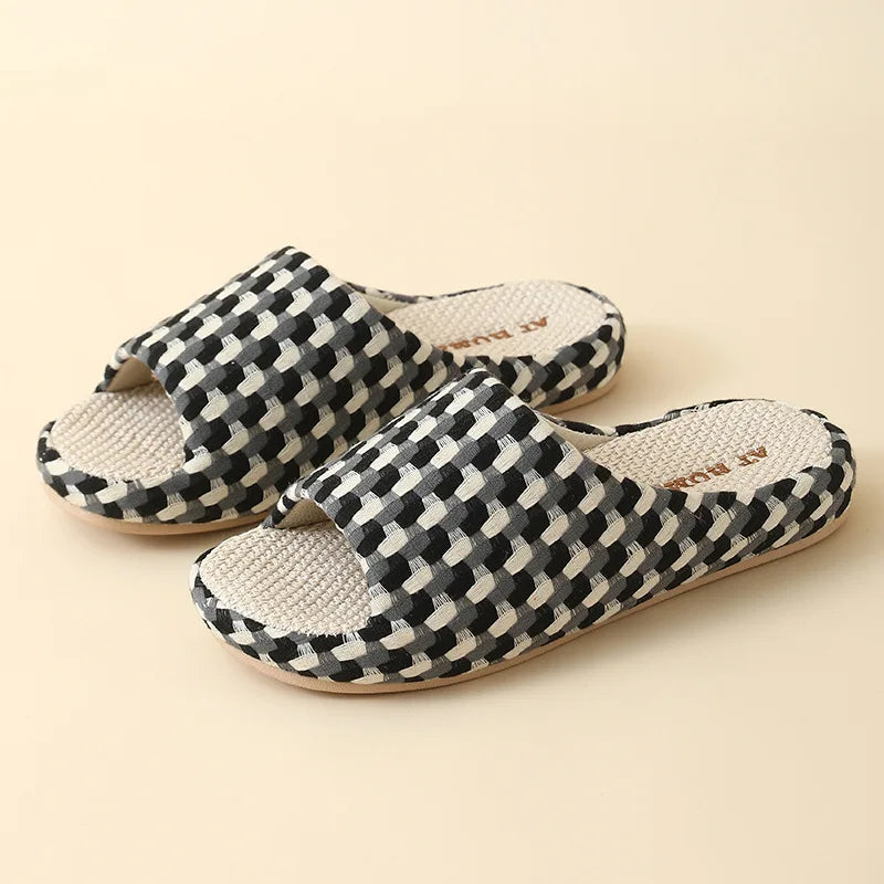 Breathable Cotton Linen Slippers For Women Men Summer Autumn House Shoes Anti-slip Keep Quiet Couples Home Floor Flax Slides