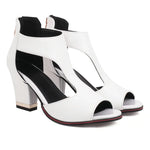 Fish Mouth High Heel Shoes Women's Summer Thick Heel Sandals Waterproof Platform Thick Sole Sexy Slim Back Zipper Hollow