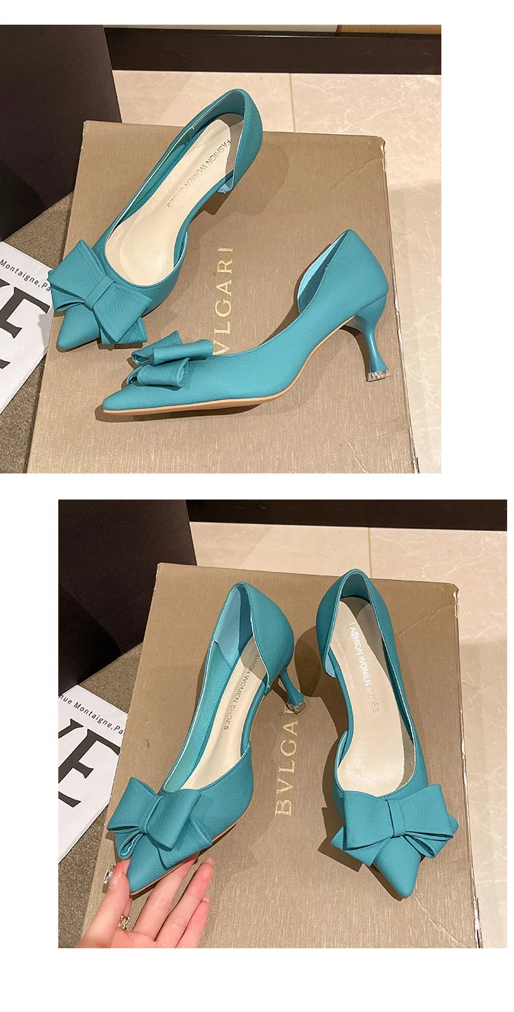 2026 New Thin Heels Pumps Women Blue Elegant Slip-On Party Shoes Woman Summer Pointed Toe Solid Color High Heels Shoes
