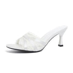 High Heel Sandals Lace Slippers Women Summer Sexy Wedding Shoes Party Single Shoes