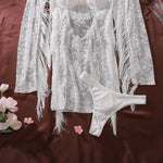 Toucheart Erotic Dress Elegant Palace-style Fringed Cardigan Spliced with See-through Intimate Lace Purelust Hip-hugging Dress