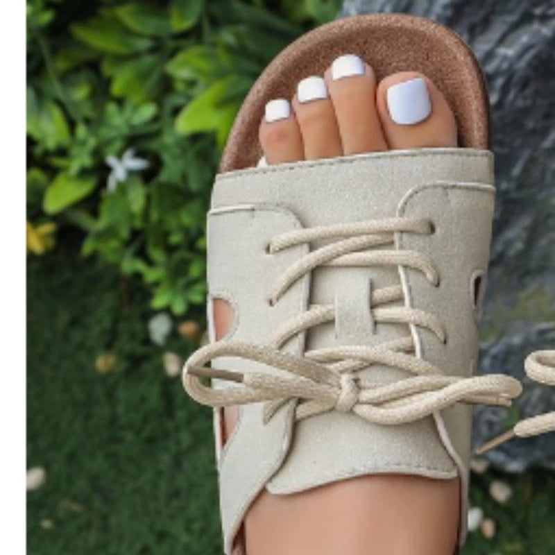 2026 Summer Slippers WomenSlippers Open Toe Slingback Sandals VacationLave-up Slippers for Women