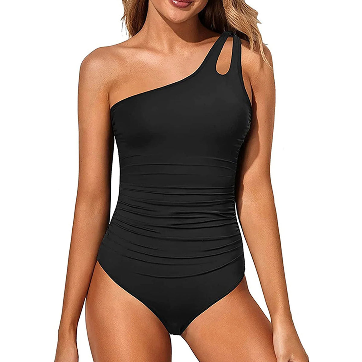 One Piece Women Swimwear 2025 Strapless Ruffle Tummy Control Bandeau Swimsuit Removable Strap Slimming Women's Bikinis