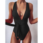 New Sexy Long Wrap Around Deep V One Piece Swimsuit Women Swimwear Female High Cut Monokini Bather Bathing Suit Swim Lady V1639B