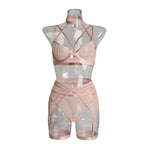 Toucheart Fantasia Lingeries Sexy Female Seamless Bra Kit Push Up Tulle Transparent Underwear Suspenders Complete Lace Bra Sets