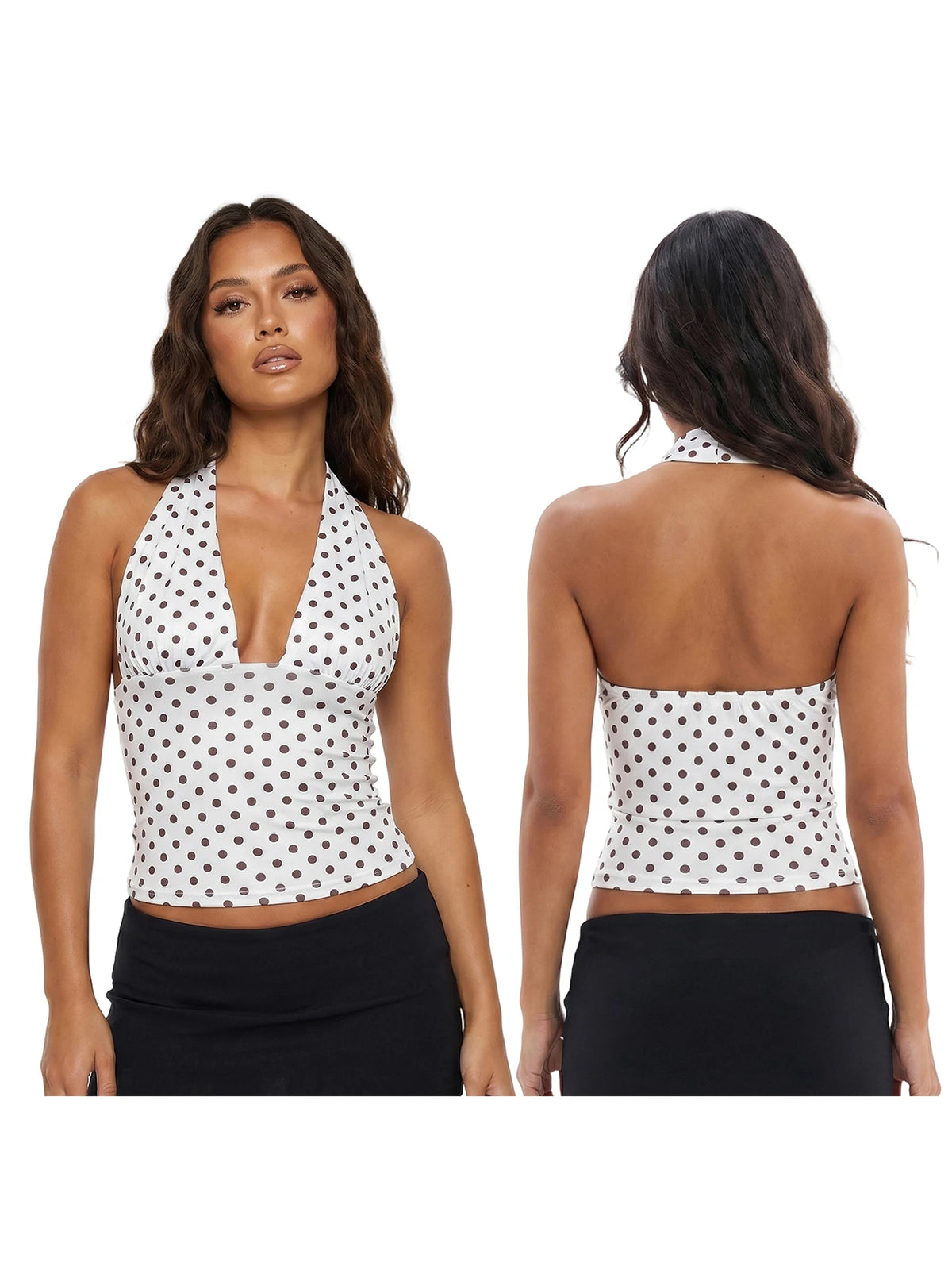 Women's Summer Halter Neck Tops Fashionable Striped Sleeveless Open Back Slim Fit Vest for Party Daily Wear