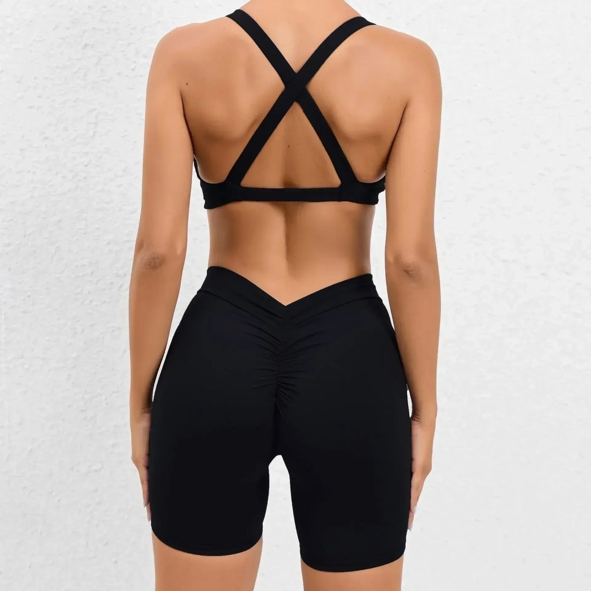 Seamless Yoga Fitness Sets Women High Waist Hip-Lifting Shorts & Sports Bra Workout for Running Gym