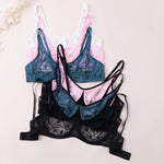 Bra For Womens Underwear Lace Bra Underwire BH Hollow Out Embroidery Perspective Sexy Lingerie Tops Plus Size Brassiere