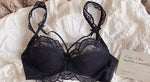 MOYISU Sexy French Lace Bralette Small Bust Cup Bra Set with Removable Straps & Push Up Pads, Soft Underwire Thin Girls Bra Top
