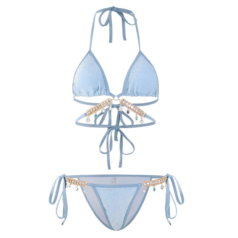Toucheart Bikini Set Sexy Bikinis Bathing Suit Solid Color Halter Neck Strap Thong Women Swimsuit Set for Beach Swimwear New