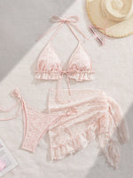 3 Pieces Triangle String Bikini 2026 Women & Tassel Beach Skirt Swimwear Female Sexy Swimsuit Beachwear Bathing Swimming Suit