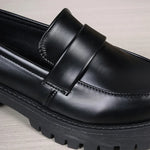 Plus Size 35-43 Black Pu Leather Loafers Women British Style Slip On Platform Shoes Woman Thick Sole Japan School Uniform Shoes