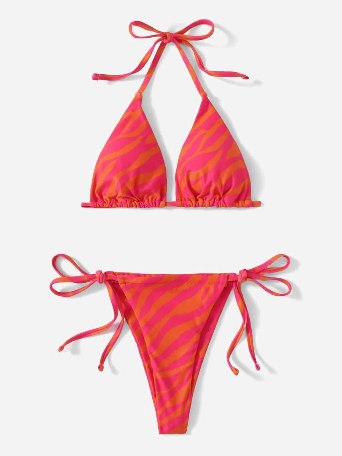 ZTVitality All Over Print Halter Triangle Tie Side Bikini Swimsuit 2023 New Arrival Biquini Padded Women's Swimwear Summer Sexy