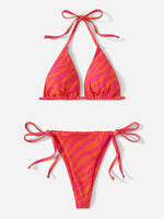 ZTVitality All Over Print Halter Triangle Tie Side Bikini Swimsuit 2023 New Arrival Biquini Padded Women's Swimwear Summer Sexy