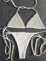 2026 Luxury Pearls Halter Mini Bikini Female Swimsuit Women Swimwear Two-pieces Bikini Set Bather Bathing Suit Swim Beachwear