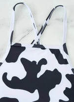 2024 New High Neck Bikinis Women Swimwear High Waist Swimsuit Cow Print Crop Top Halter Criss Cross Bikini Set Bating Suit Beach