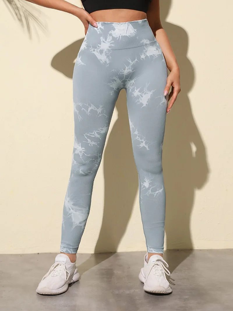 47 Color Marbling Tie-Dye Seamless Yoga Pants Sports Leggings Women Running Fitness High Waist Gym Leggings Women Workout Tights