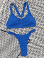 Sexy Ring Linked Backless Bikini Set Women Solid Black White Hollow Out Push Up Micro Swimsuit 2024 Bathing Suit Thong Swimwear