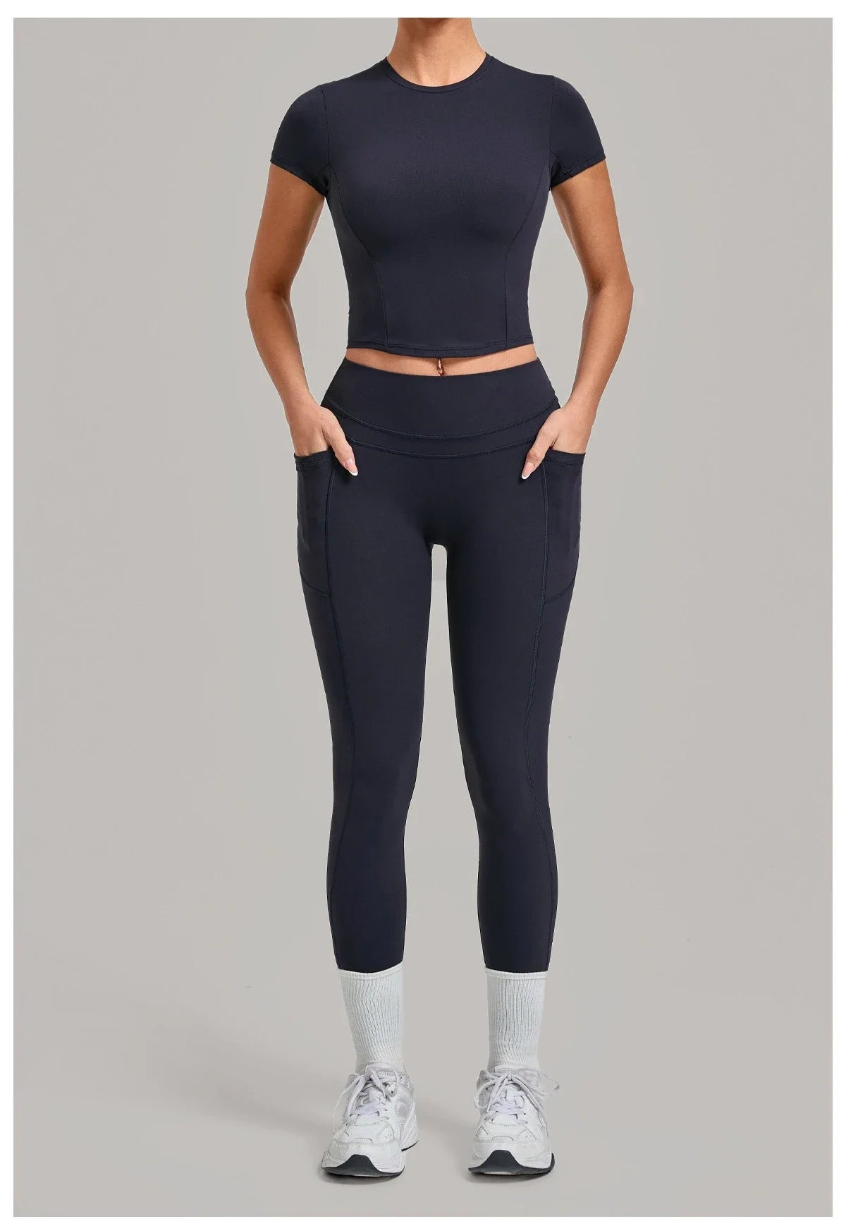 Women's Seamless Yoga Sets Sports Fitness Hip-lifting High Waist Pants Slim Fit Short-sleeve Suits Workout Running Training Sets