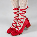 2026 Plus Size 43 Retro Red Lolita Ankle Wrap Pumps Sweet 5cm Med Square Heels Gothic Cosplay Ballet Mary Janes Shoes Women