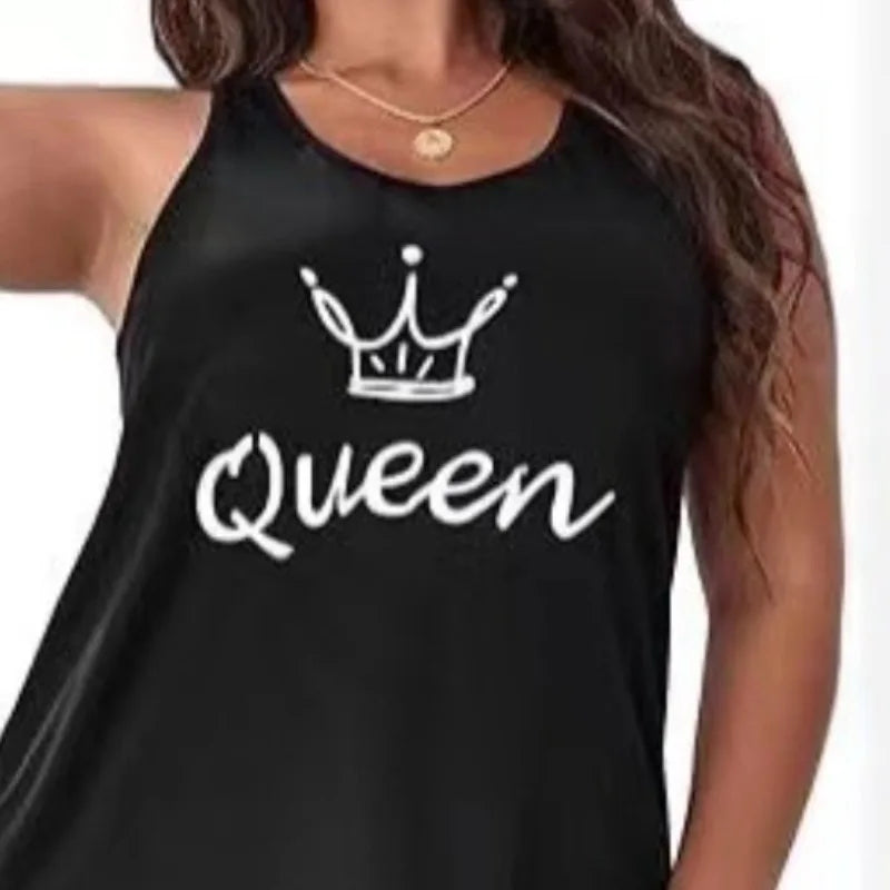 Plus Size Letter Printed Vest Nightgown
