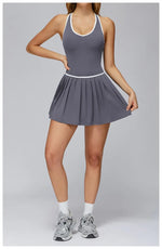 Women's Nude Yoga Clothes Beautiful Back and Slim Fit Two Anti Glare Dresses Outdoor Sports Running and Leisure Fitness Clothes